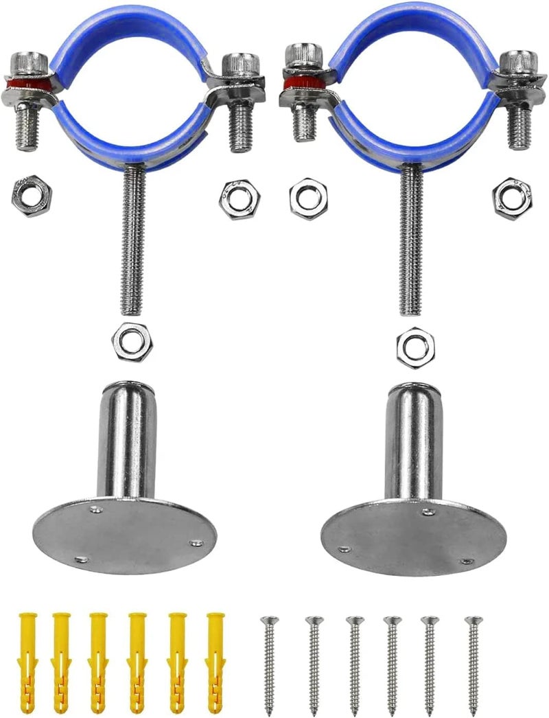 AKIHISA 2 Pcs 304 Stainless Steel Pipe Supports, Wall Mount Ceiling Mount Pipe Hanger, Pipe Holder for OD Pipe 32-34MM Adjustable Height Range 50-100mm - Image 4